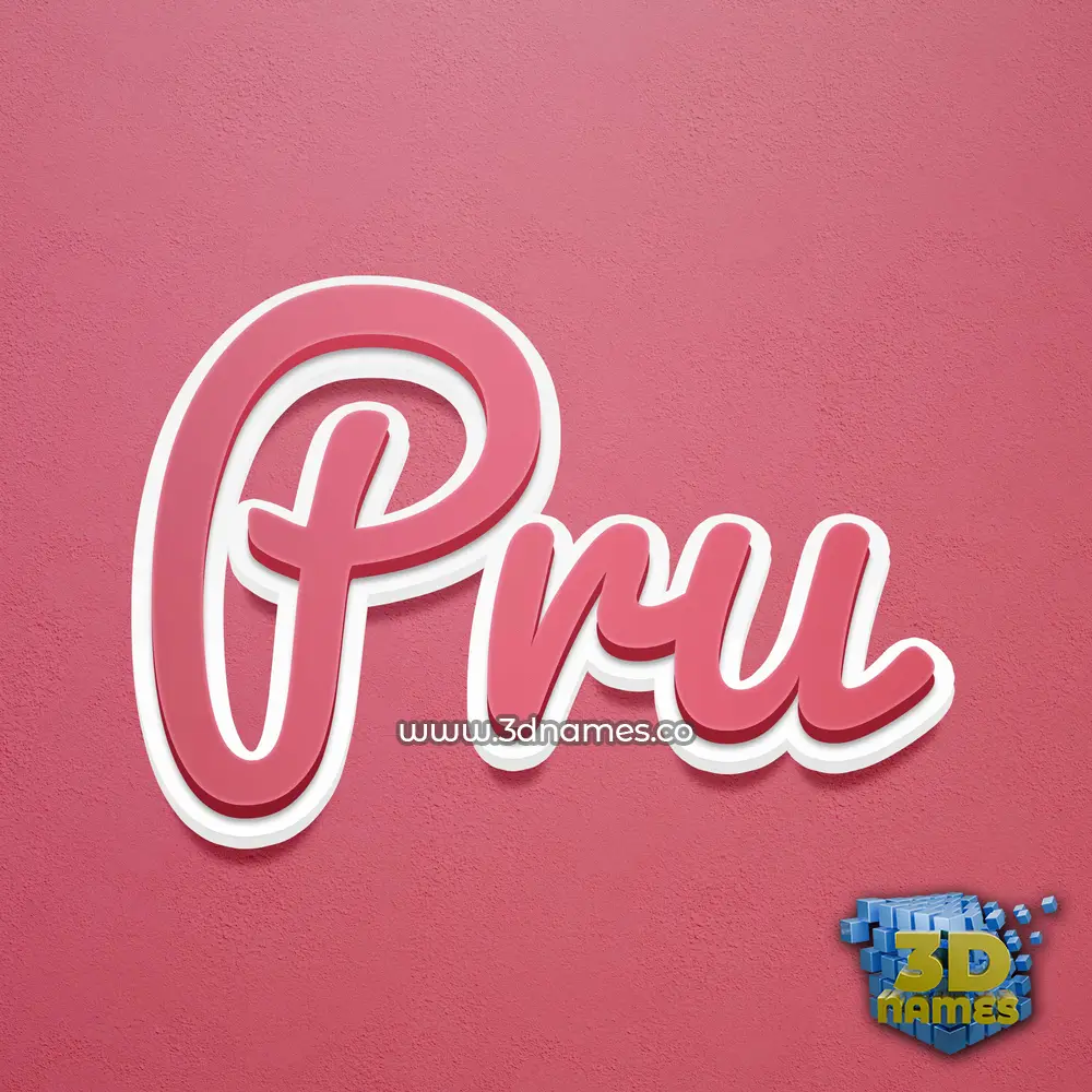 pru in Red Scribble style - 3D name wallpaper
