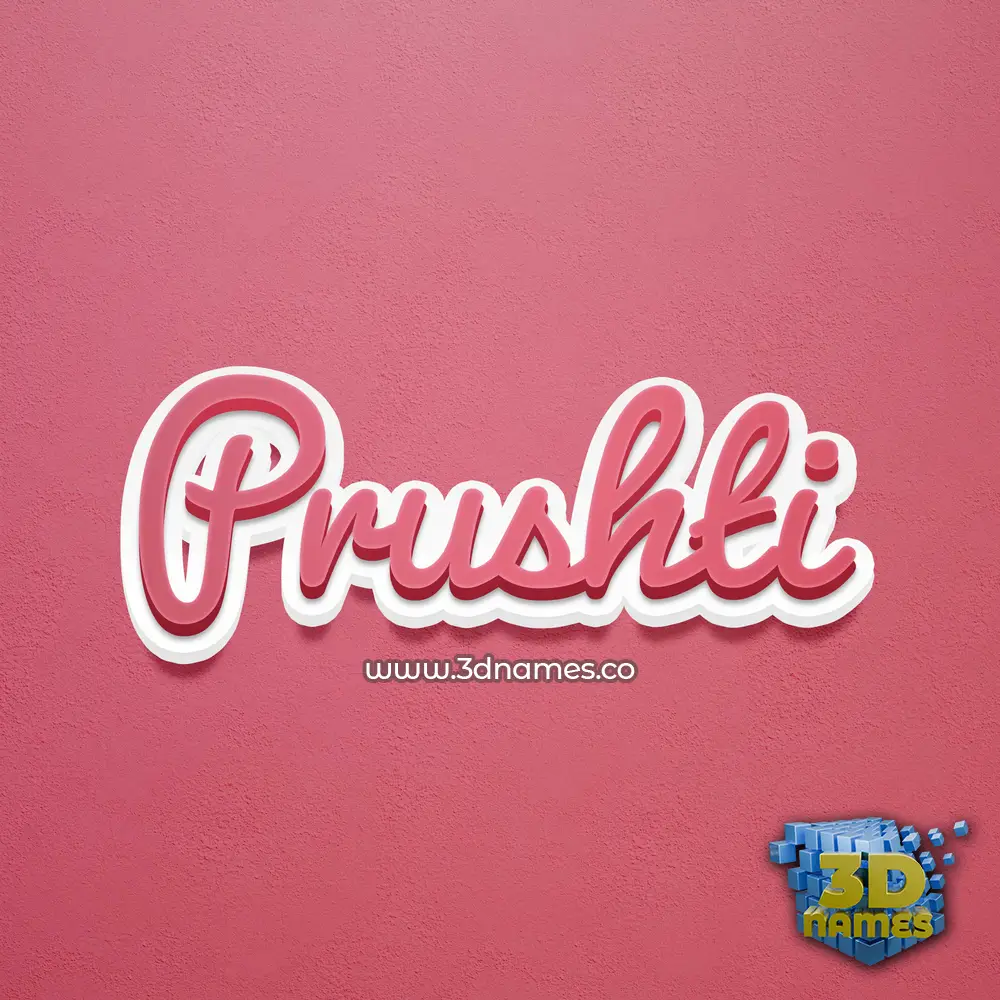 prushti in Red Scribble style - 3D name wallpaper