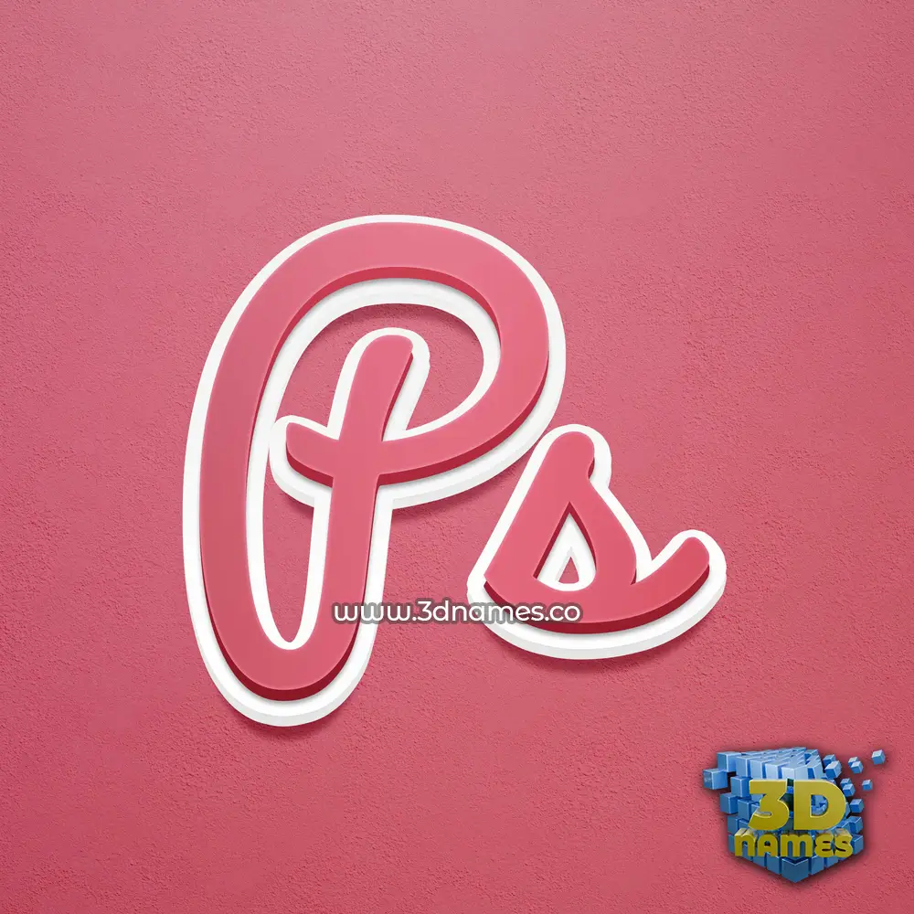 ps in Red Scribble style - 3D name wallpaper