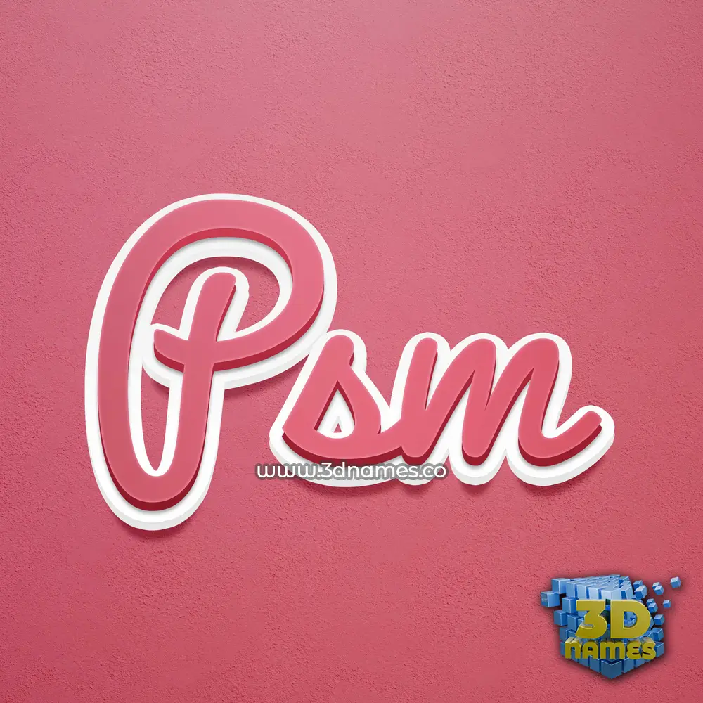 psm in Red Scribble style - 3D name wallpaper