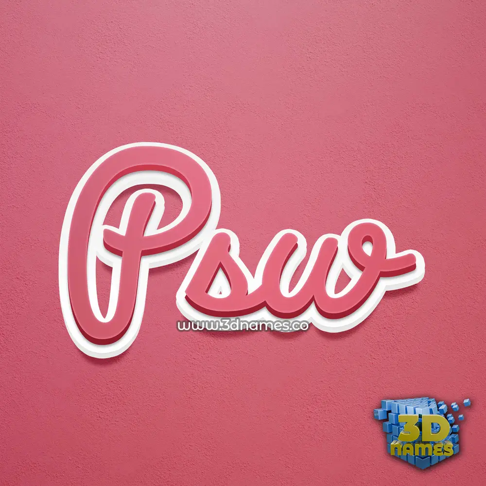 psw in Red Scribble style - 3D name wallpaper