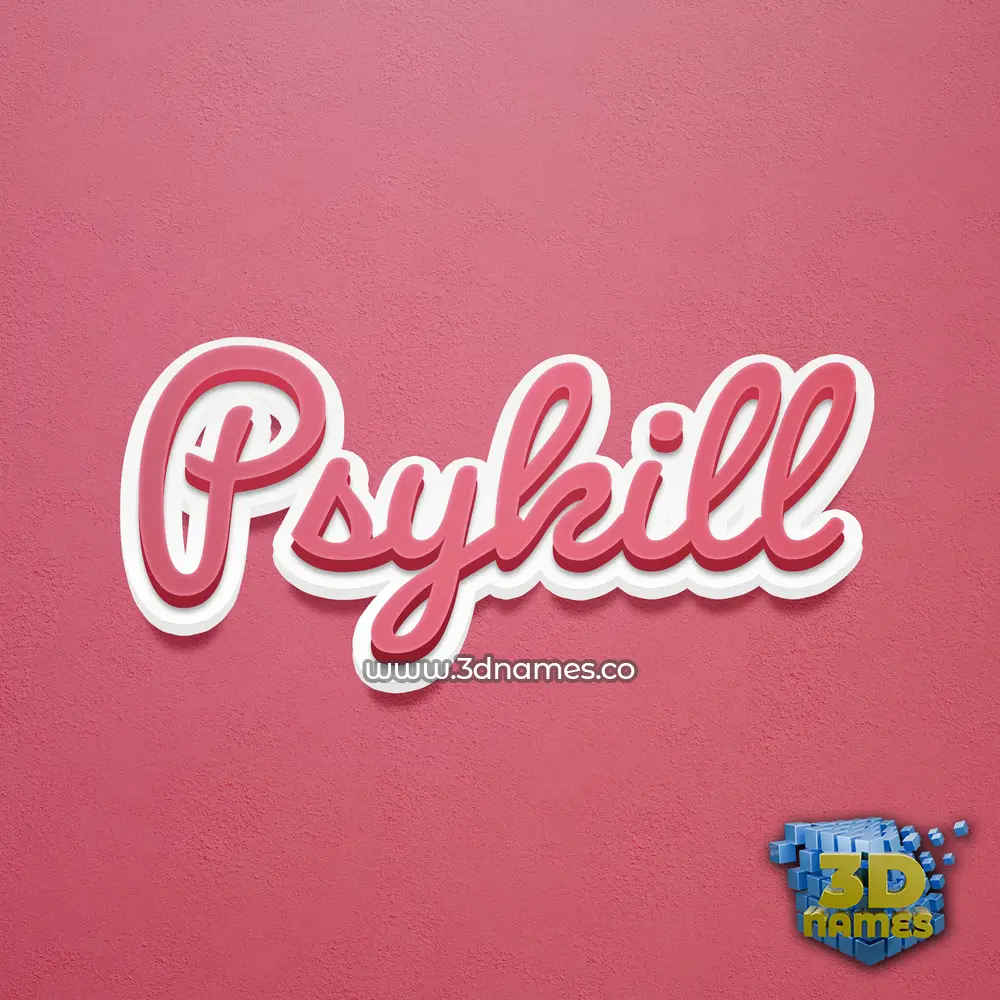 psykill in Red Scribble style - 3D name wallpaper