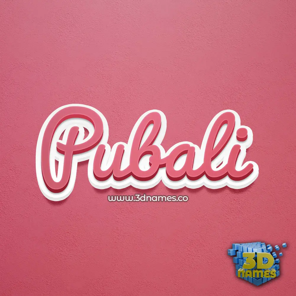 pubali in Red Scribble style - 3D name wallpaper