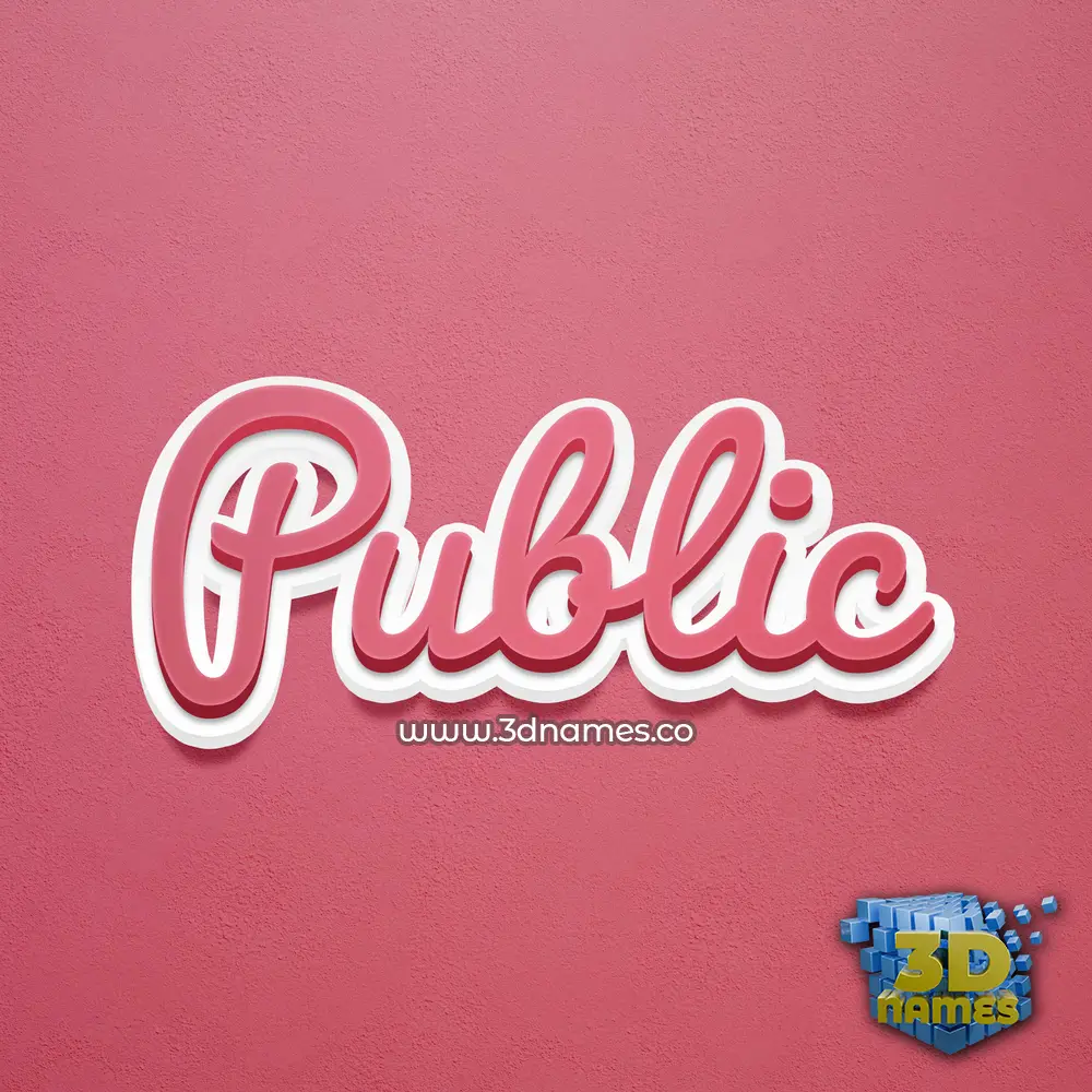 public in Red Scribble style - 3D name wallpaper