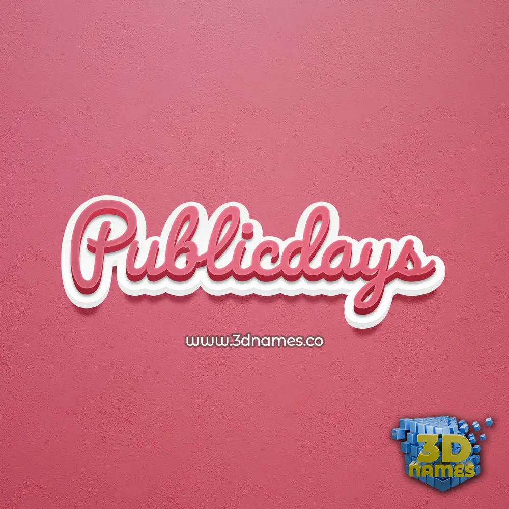 publicdays in Red Scribble style - 3D name wallpaper