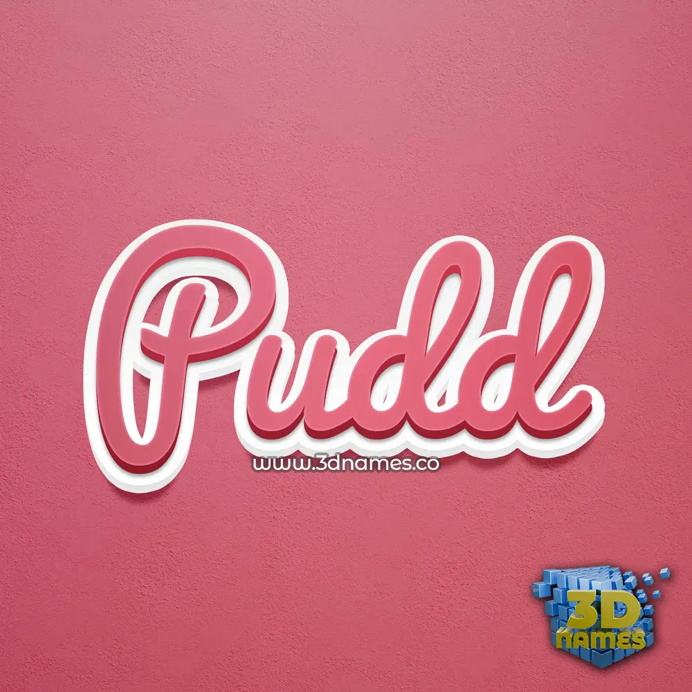 pudd in Red Scribble style - 3D name wallpaper