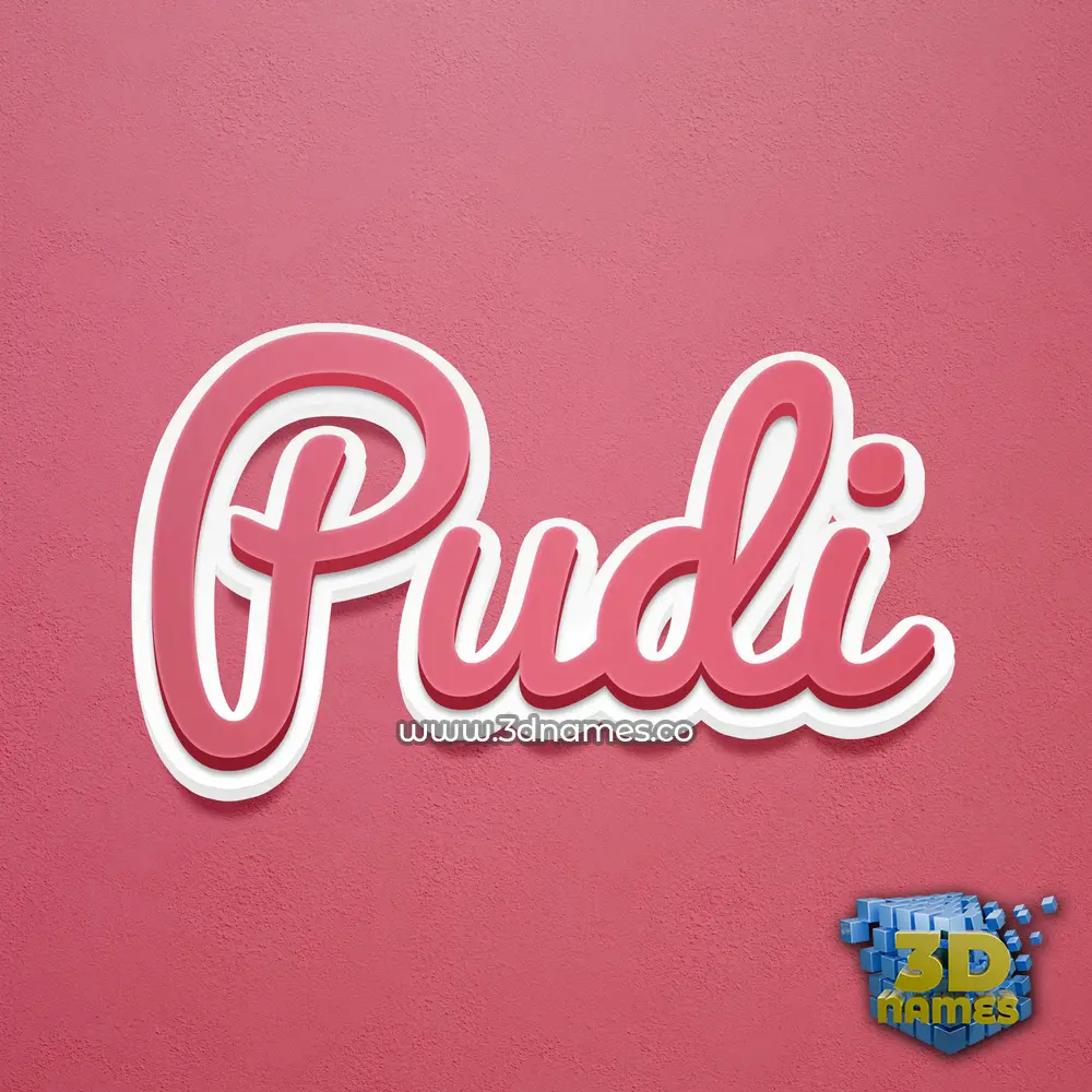 pudi in Red Scribble style - 3D name wallpaper