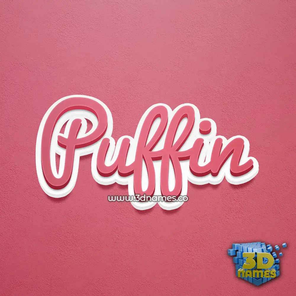 puffin in Red Scribble style - 3D name wallpaper