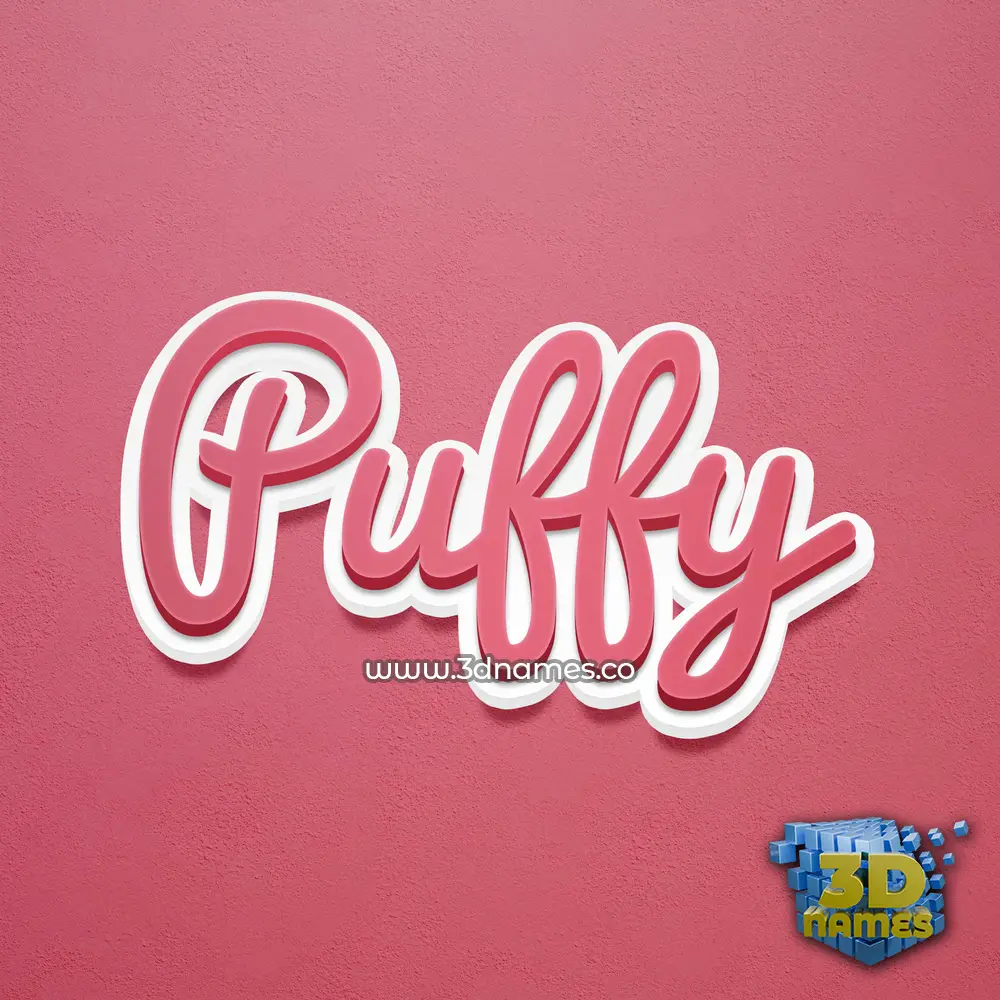 puffy in Red Scribble style - 3D name wallpaper