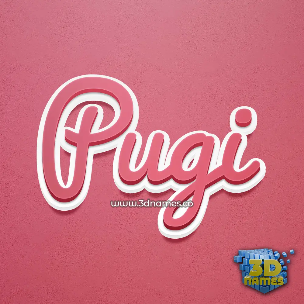 pugi in Red Scribble style - 3D name wallpaper
