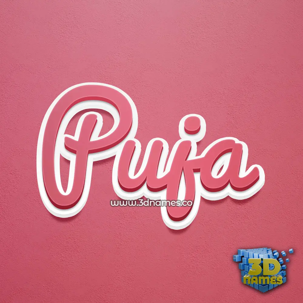 puja in Red Scribble style - 3D name wallpaper