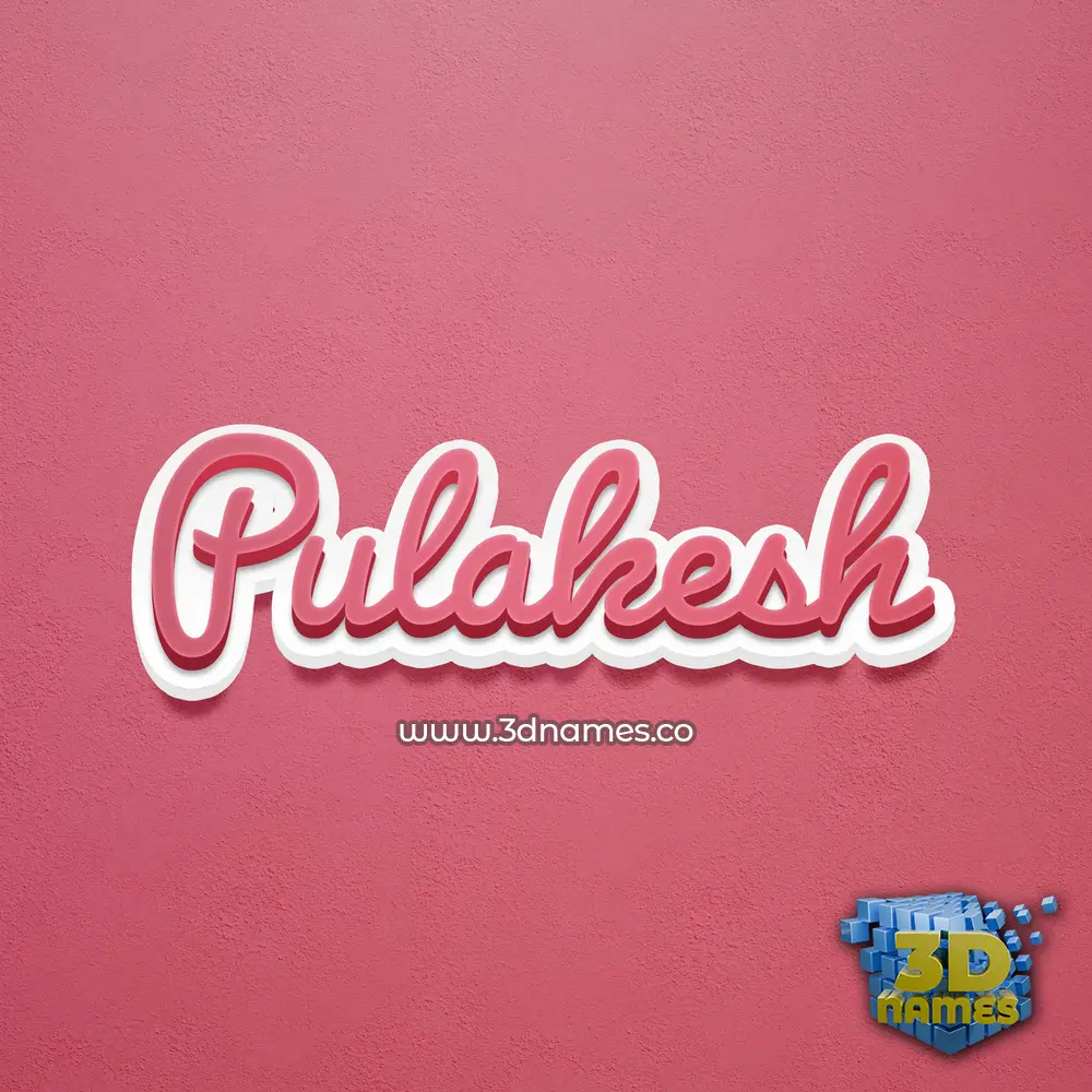 pulakesh in Red Scribble style - 3D name wallpaper