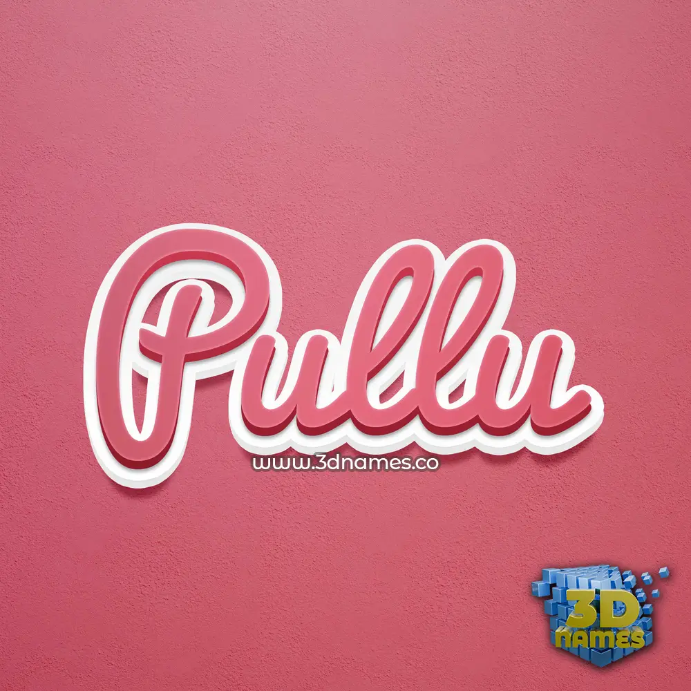 pullu in Red Scribble style - 3D name wallpaper