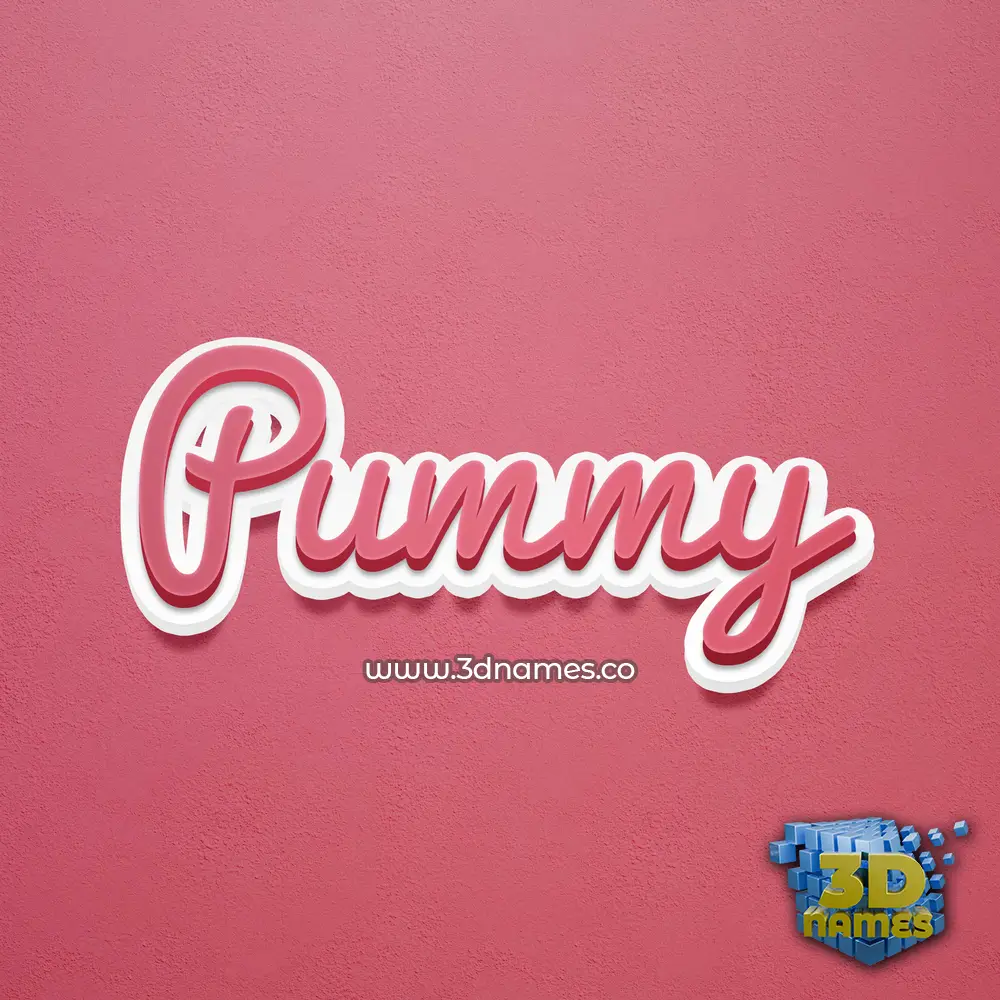 pummy in Red Scribble style - 3D name wallpaper