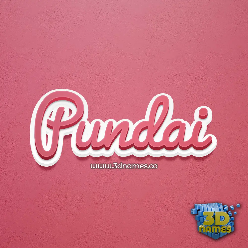 pundai in Red Scribble style - 3D name wallpaper
