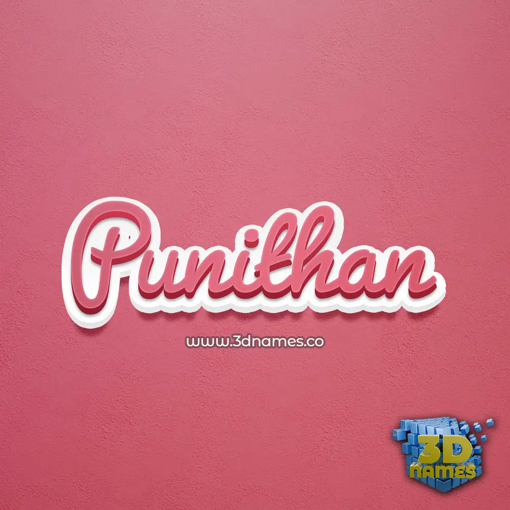 punithan in Red Scribble style - 3D name wallpaper