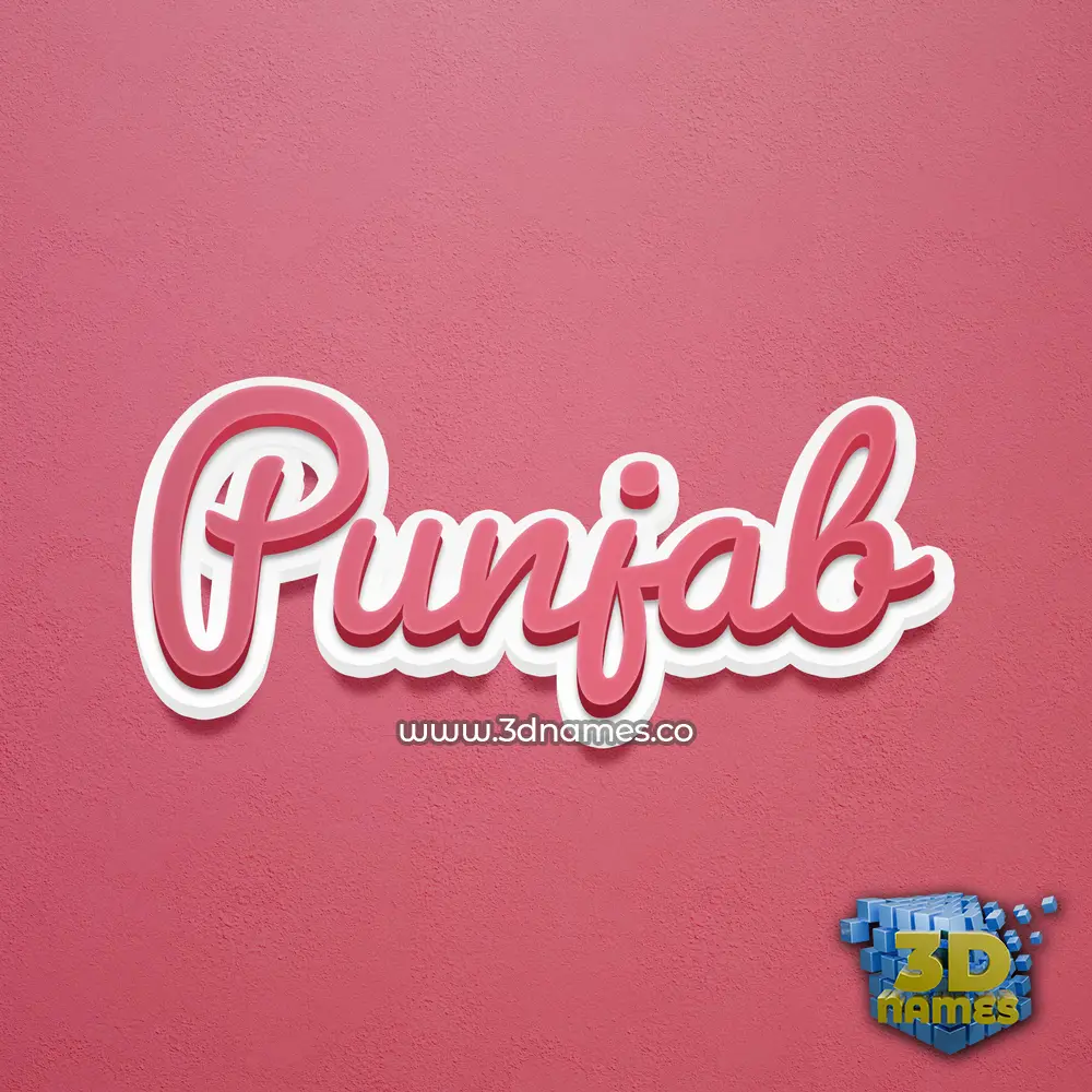 punjab in Red Scribble style - 3D name wallpaper