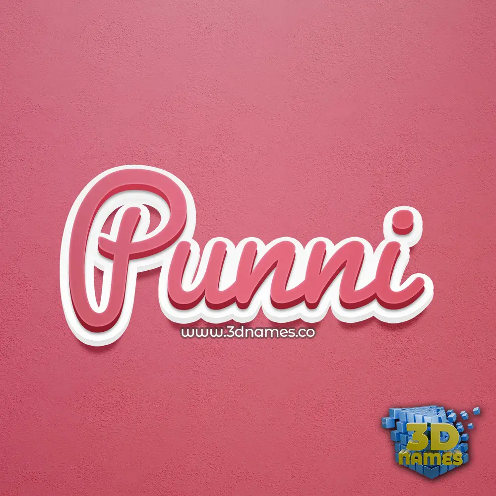 punni in Red Scribble style - 3D name wallpaper