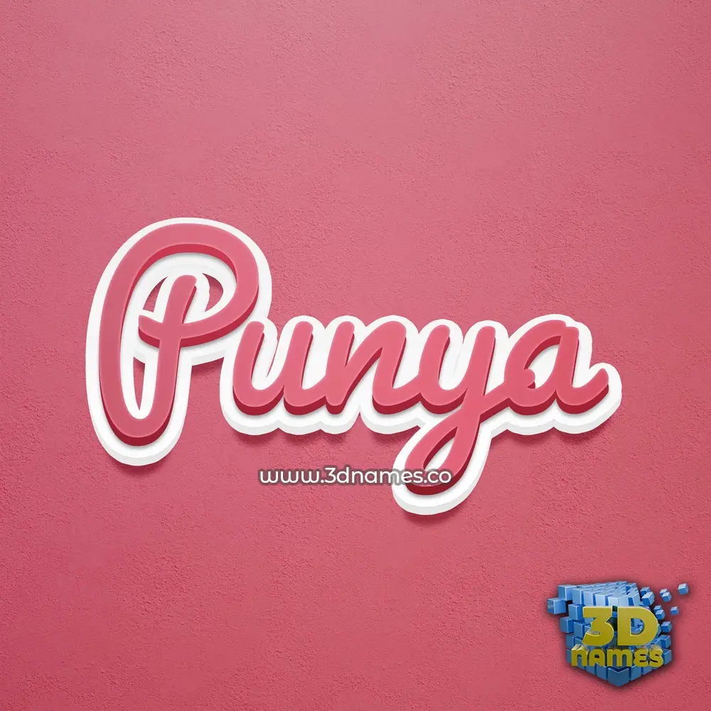 punya in Red Scribble style - 3D name wallpaper