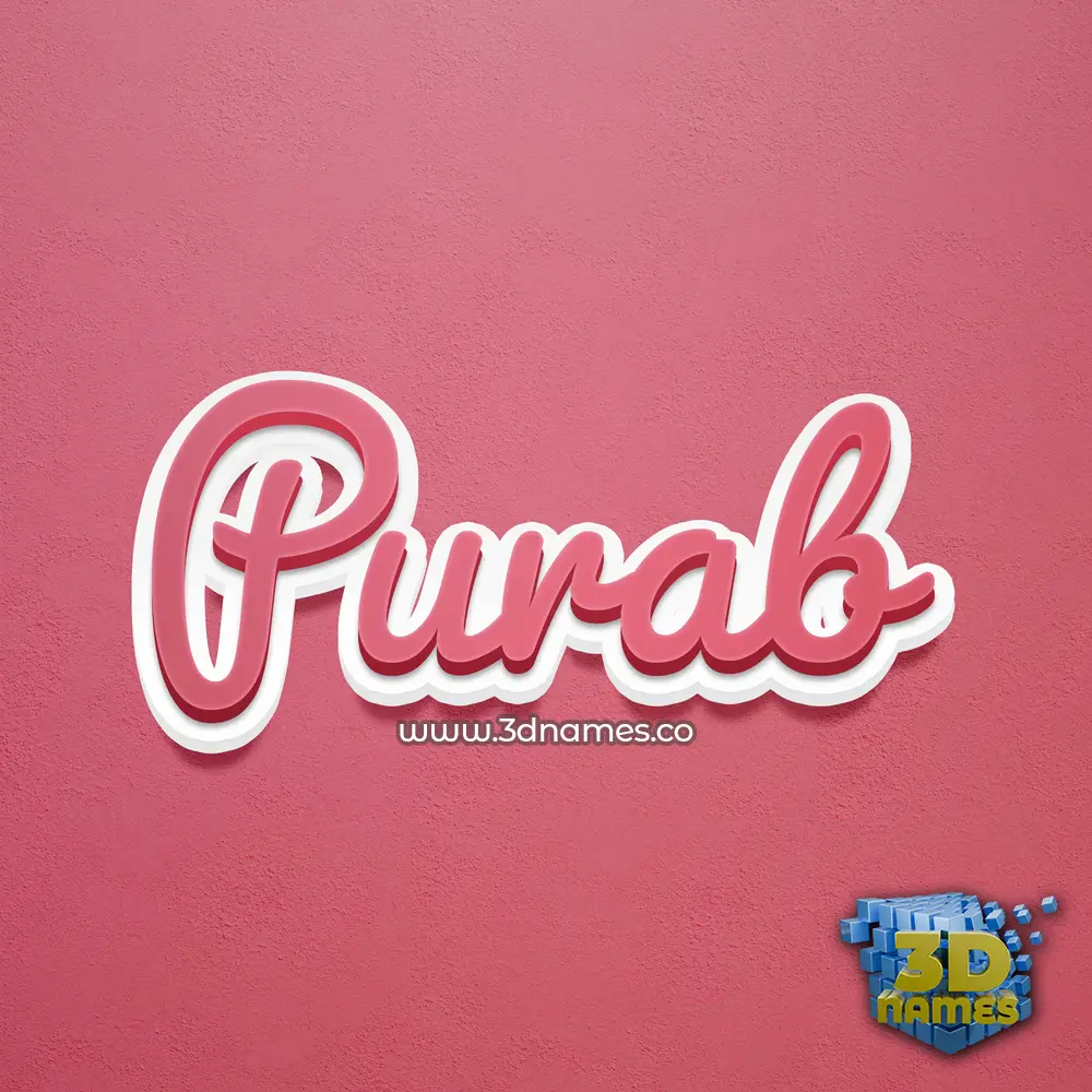 purab in Red Scribble style - 3D name wallpaper