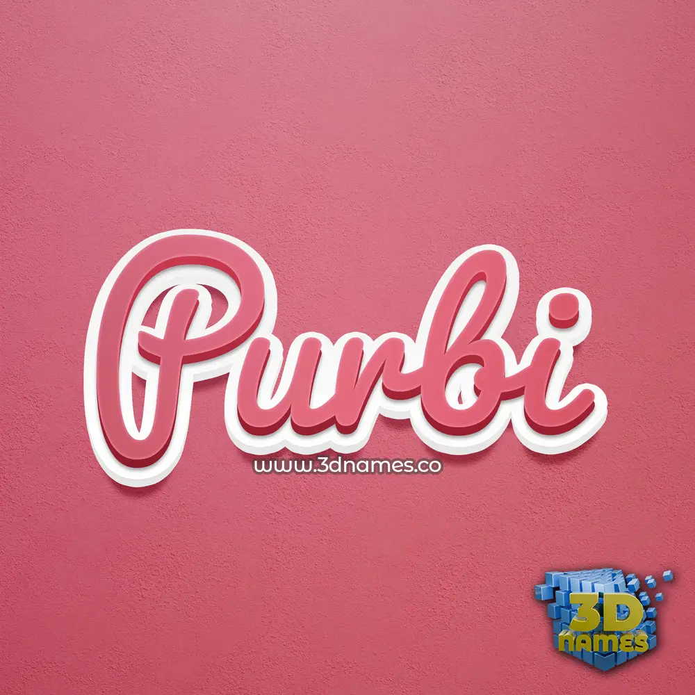 purbi in Red Scribble style - 3D name wallpaper