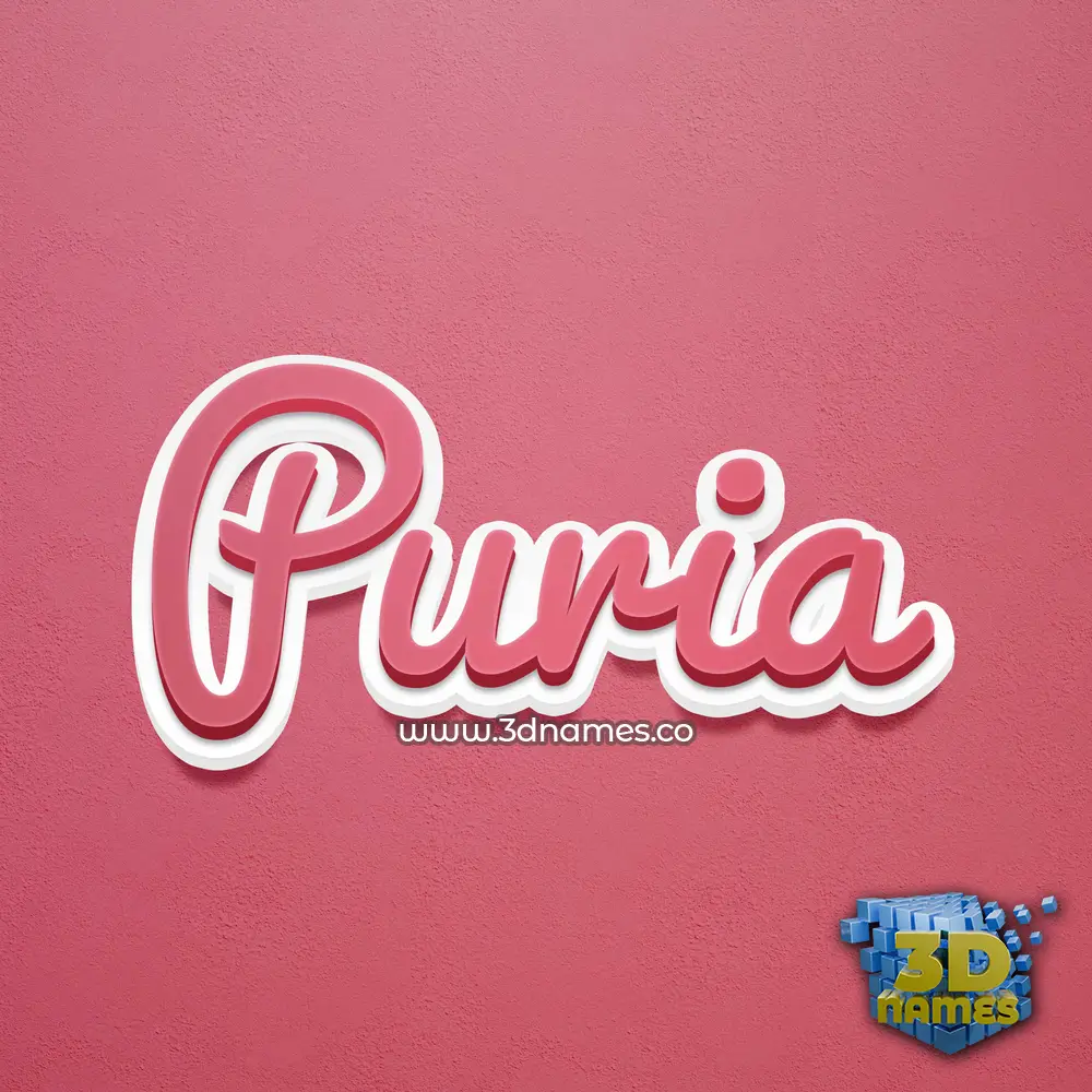 puria in Red Scribble style - 3D name wallpaper