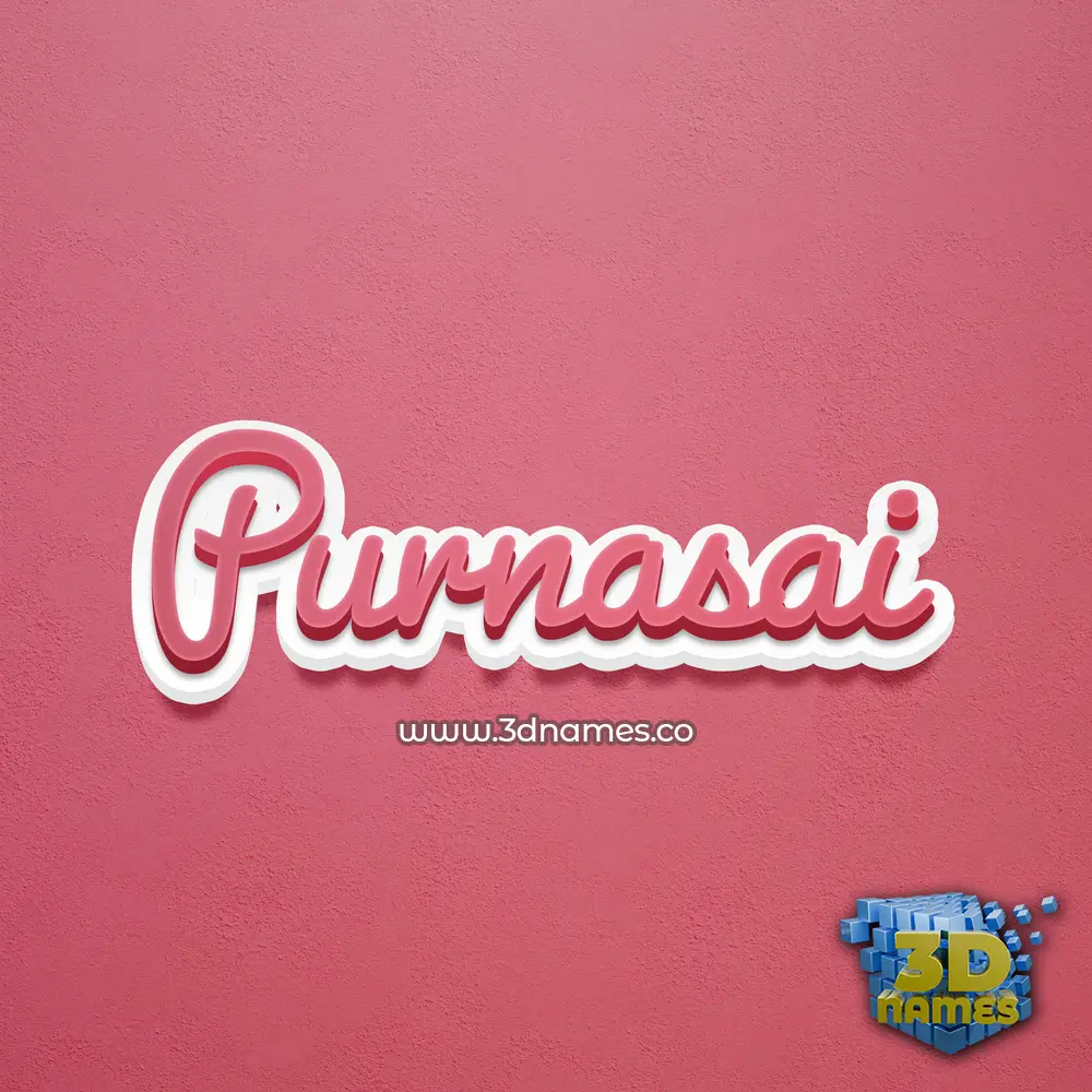 purnasai in Red Scribble style - 3D name wallpaper