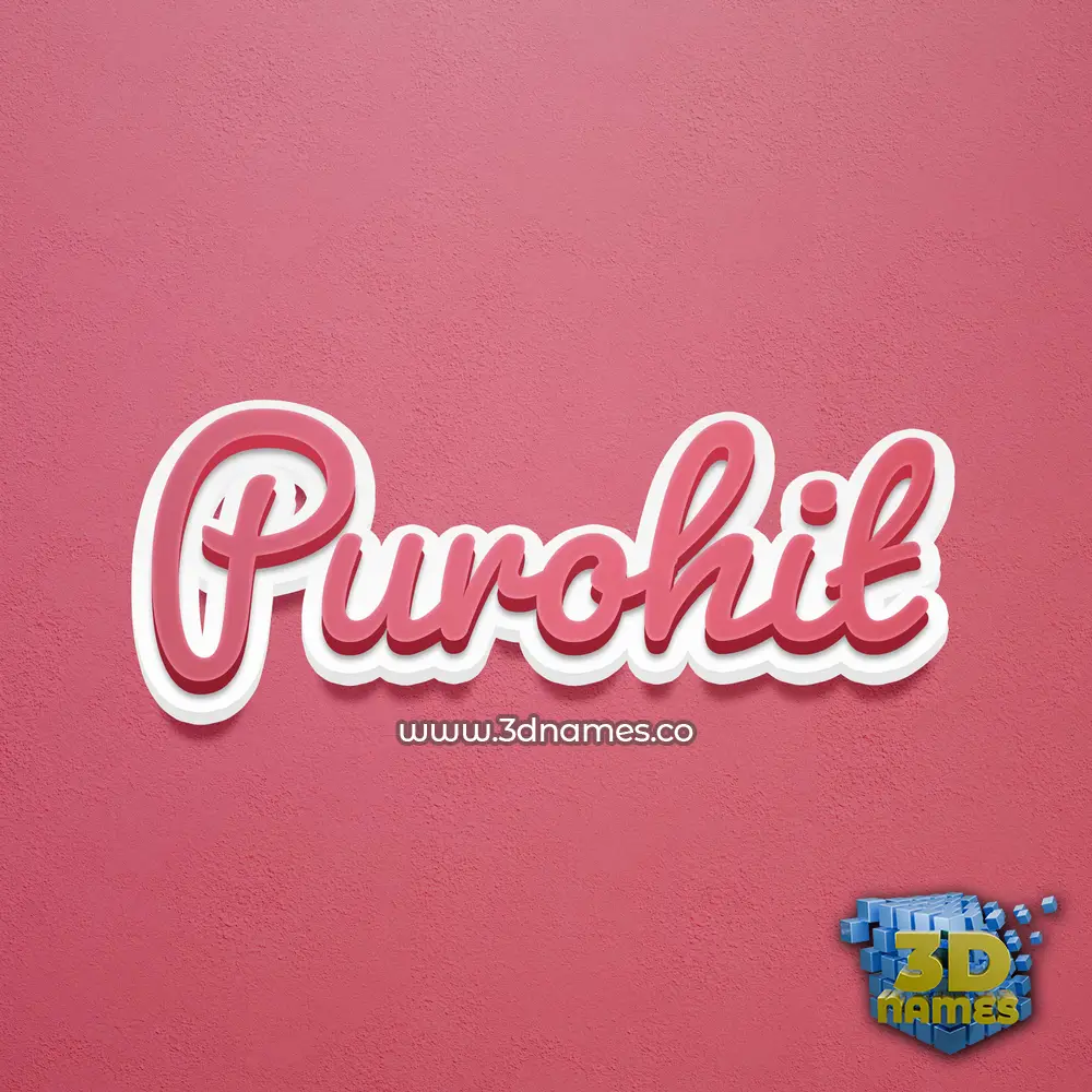 purohit in Red Scribble style - 3D name wallpaper