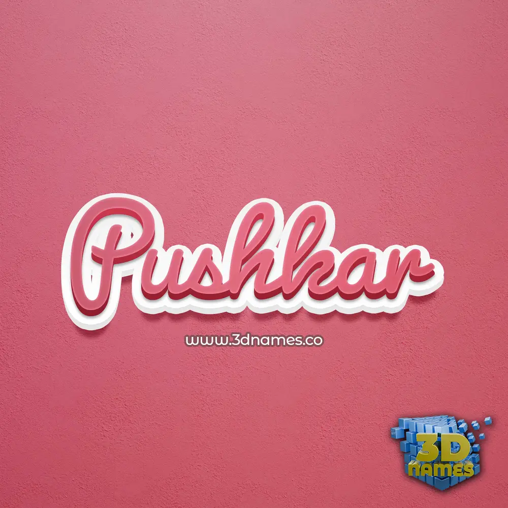 pushkar in Red Scribble style - 3D name wallpaper