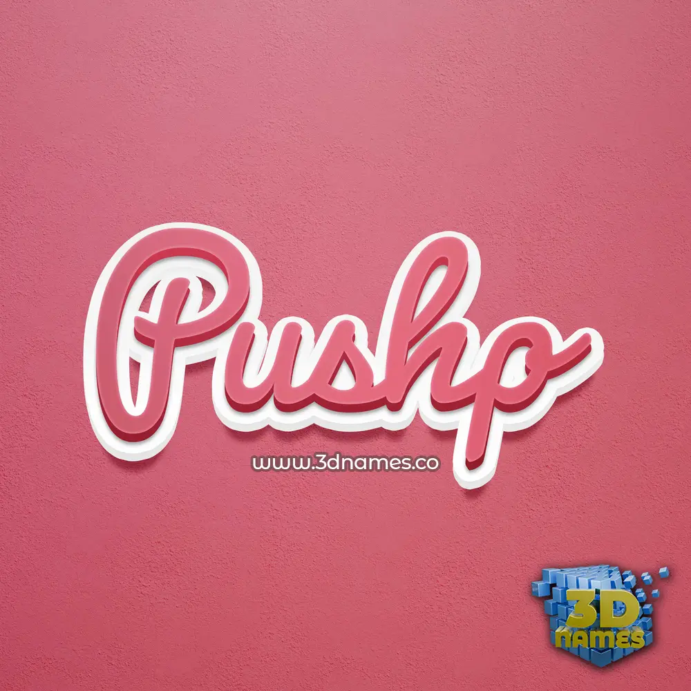pushp in Red Scribble style - 3D name wallpaper