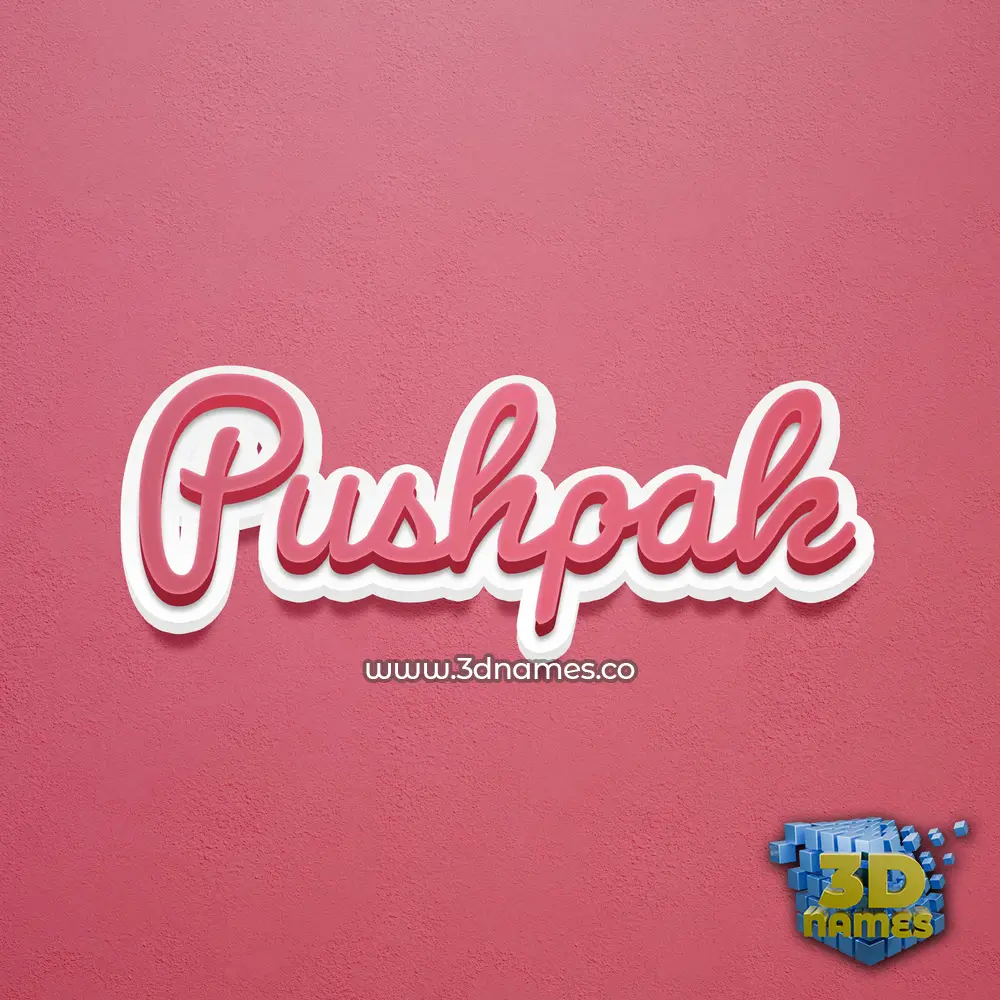 pushpak in Red Scribble style - 3D name wallpaper