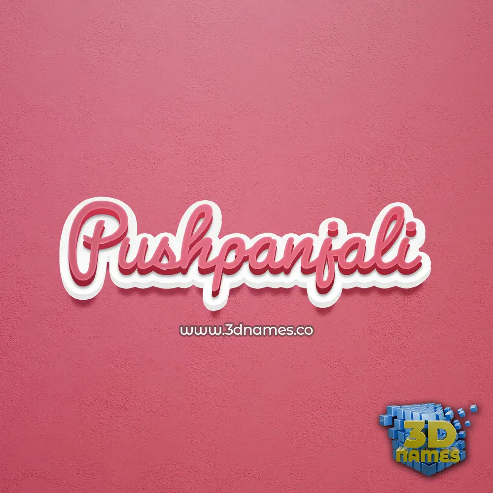 pushpanjali in Red Scribble style - 3D name wallpaper