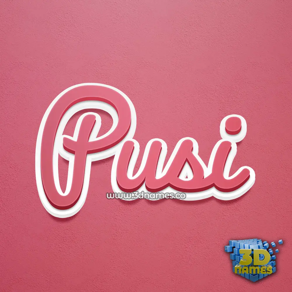 pusi in Red Scribble style - 3D name wallpaper