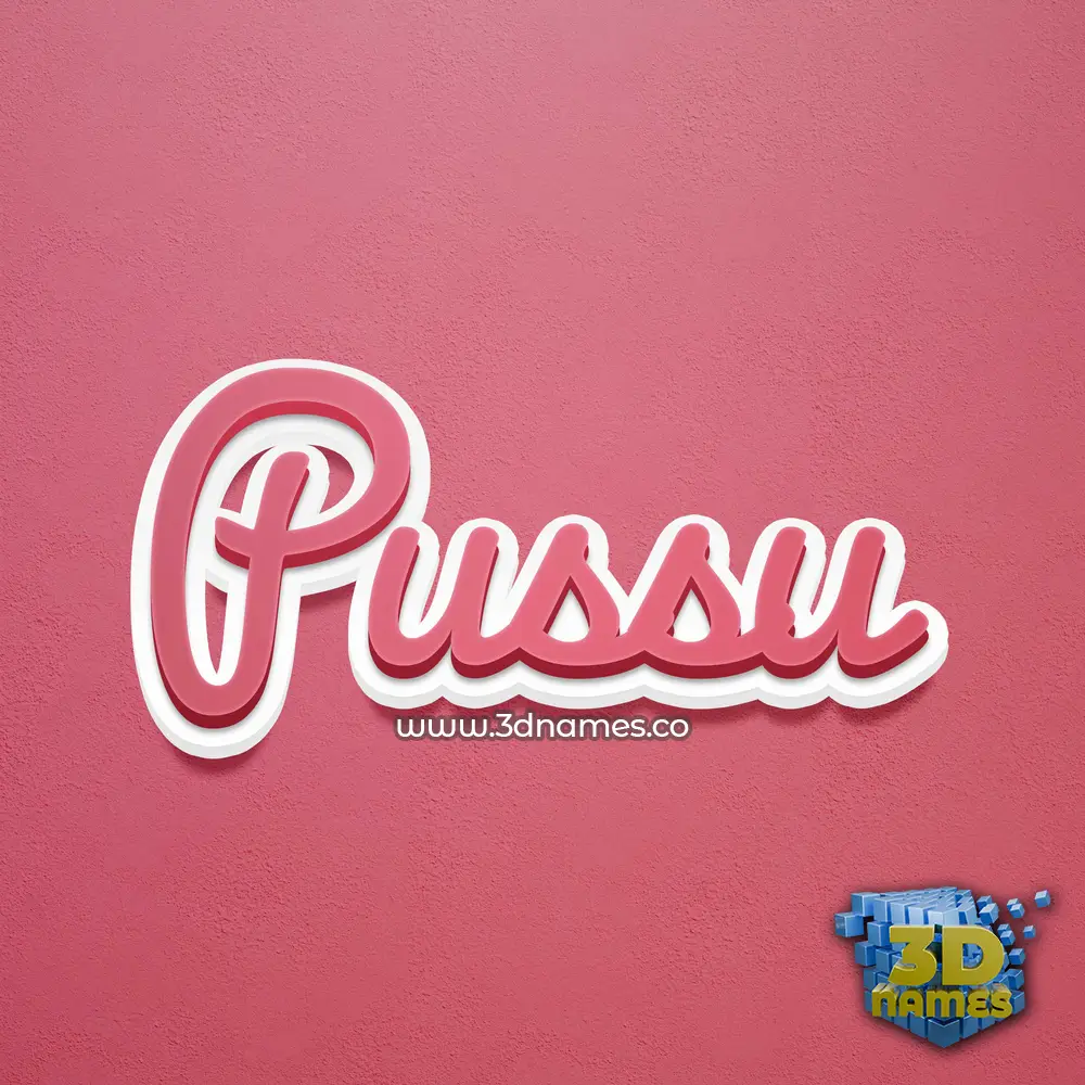 pussu in Red Scribble style - 3D name wallpaper