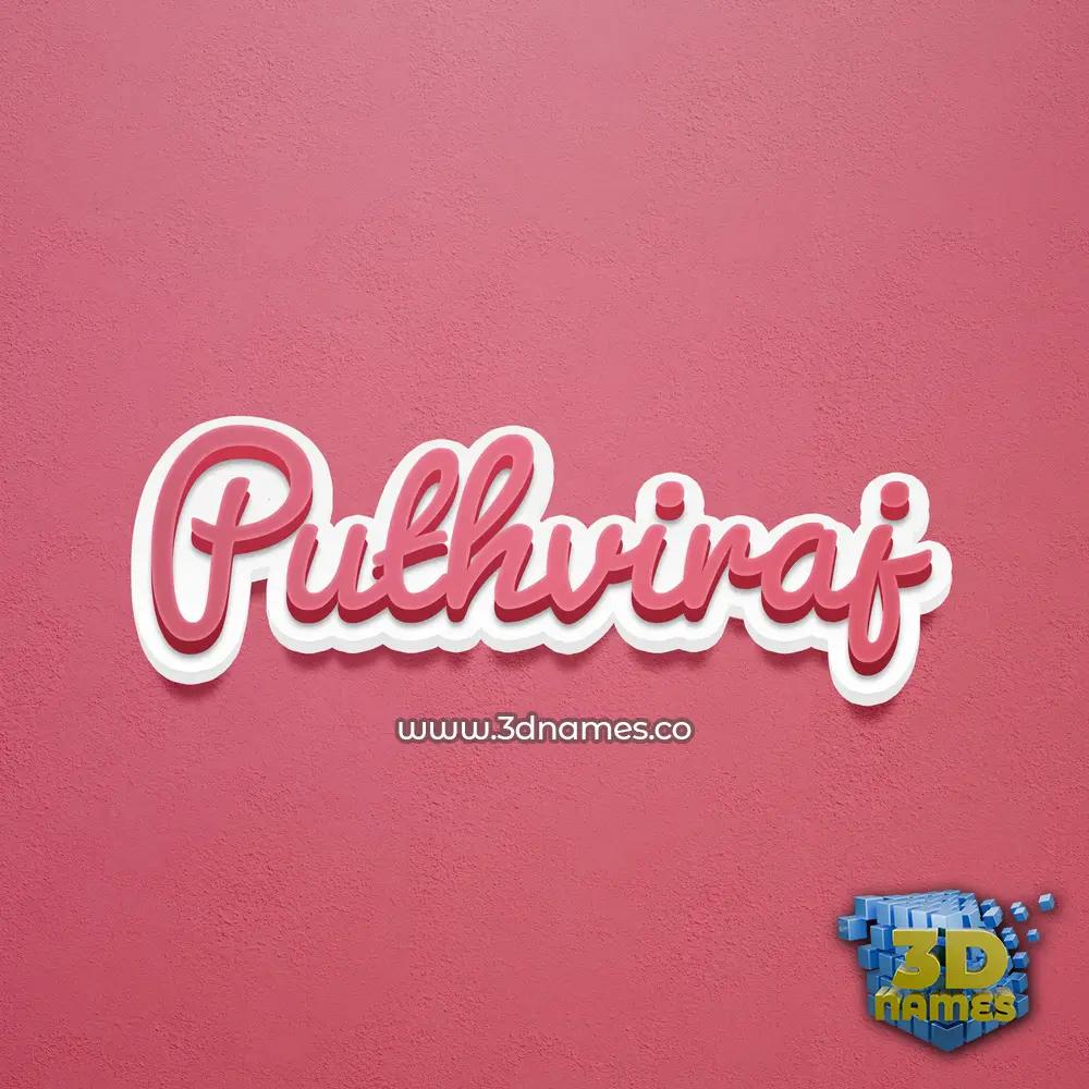 puthviraj in Red Scribble style - 3D name wallpaper