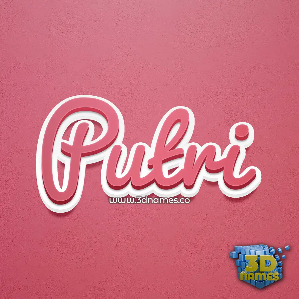 putri in Red Scribble style - 3D name wallpaper