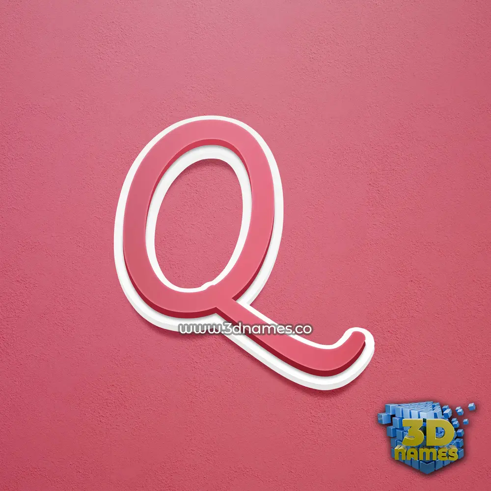 q in Red Scribble style - 3D name wallpaper