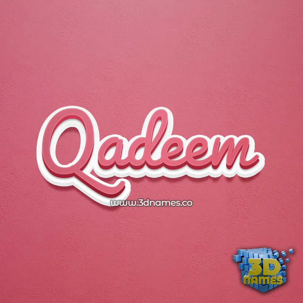 qadeem in Red Scribble style - 3D name wallpaper