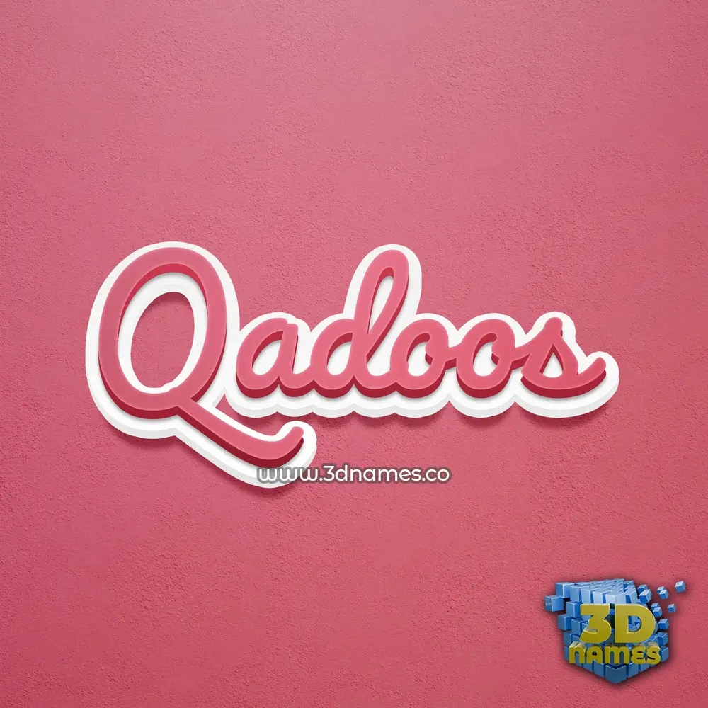qadoos in Red Scribble style - 3D name wallpaper