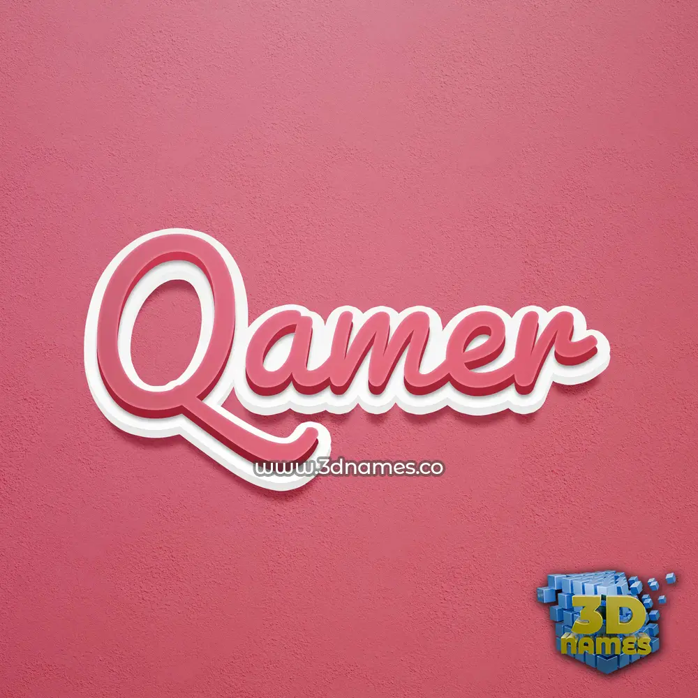 qamer in Red Scribble style - 3D name wallpaper