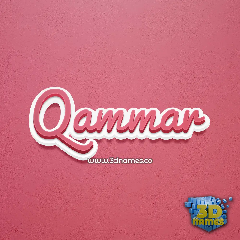 qammar in Red Scribble style - 3D name wallpaper