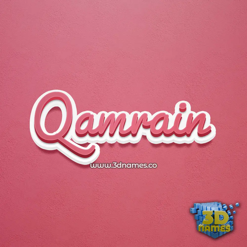 qamrain in Red Scribble style - 3D name wallpaper