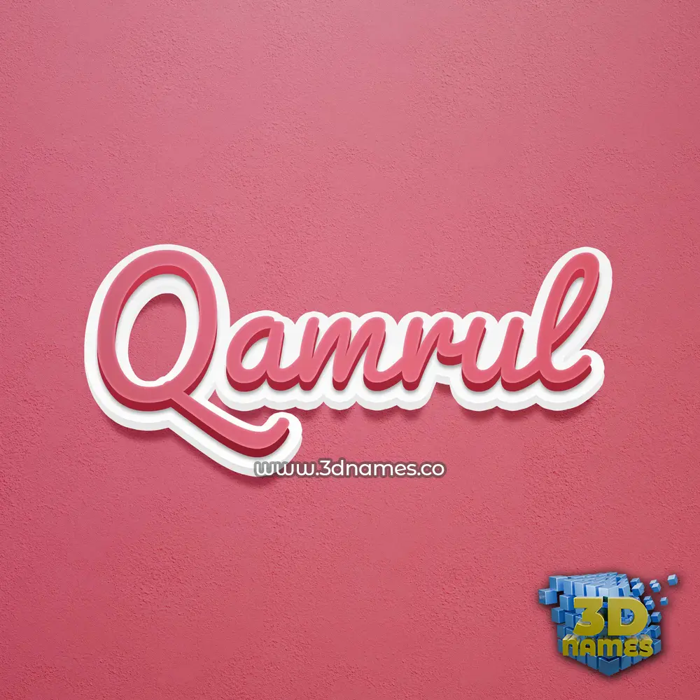 qamrul in Red Scribble style - 3D name wallpaper