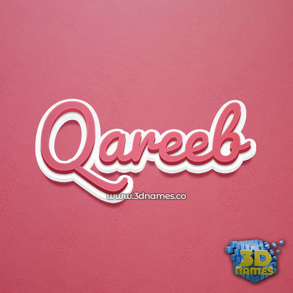 qareeb in Red Scribble style - 3D name wallpaper