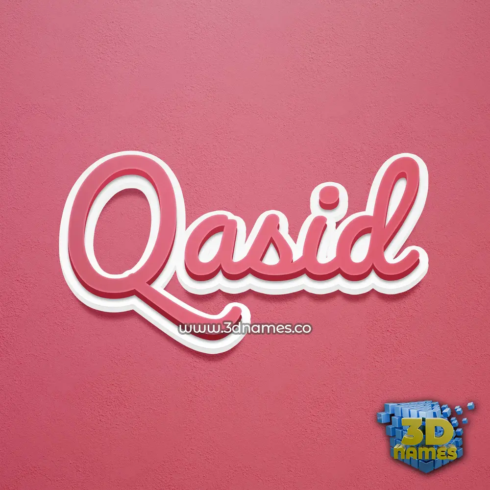 qasid in Red Scribble style - 3D name wallpaper