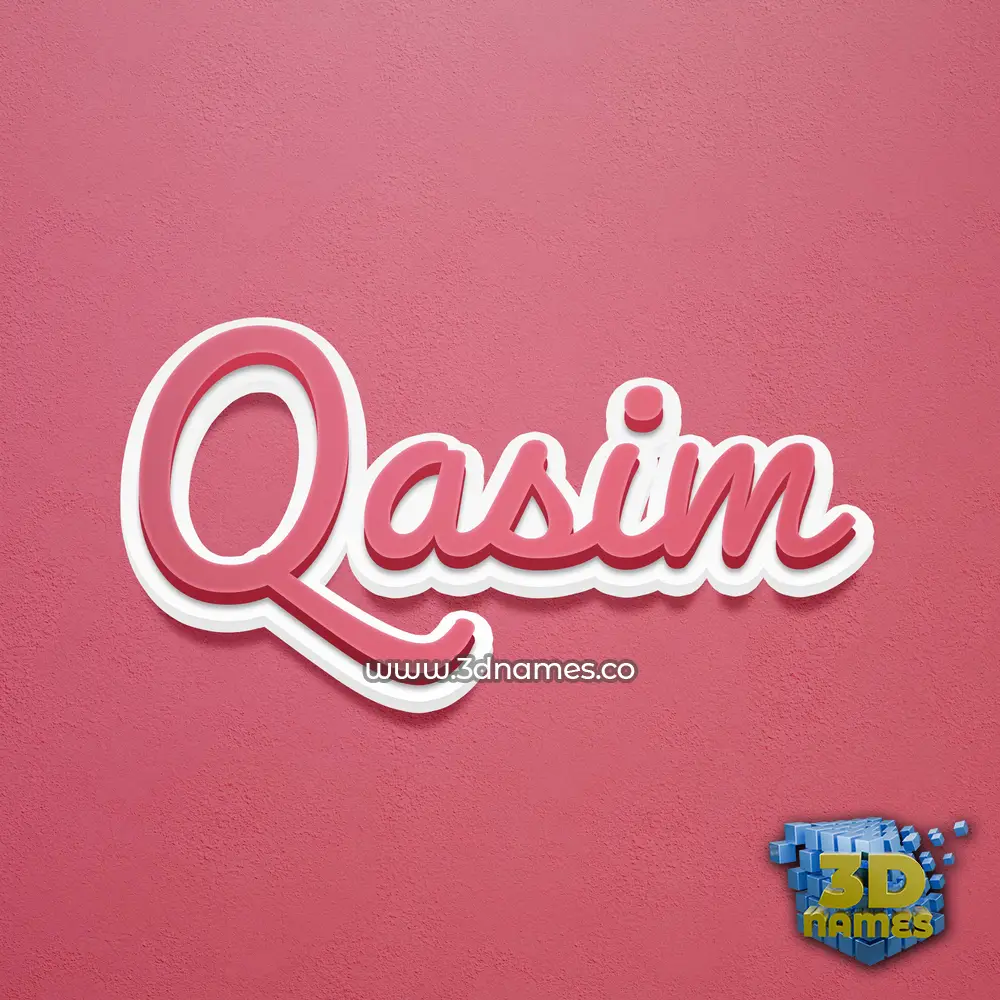 qasim in Red Scribble style - 3D name wallpaper