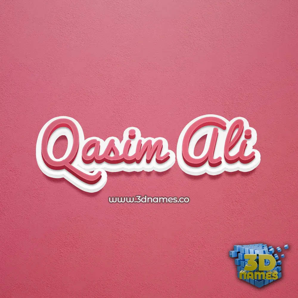 qasim ali in Red Scribble style - 3D name wallpaper