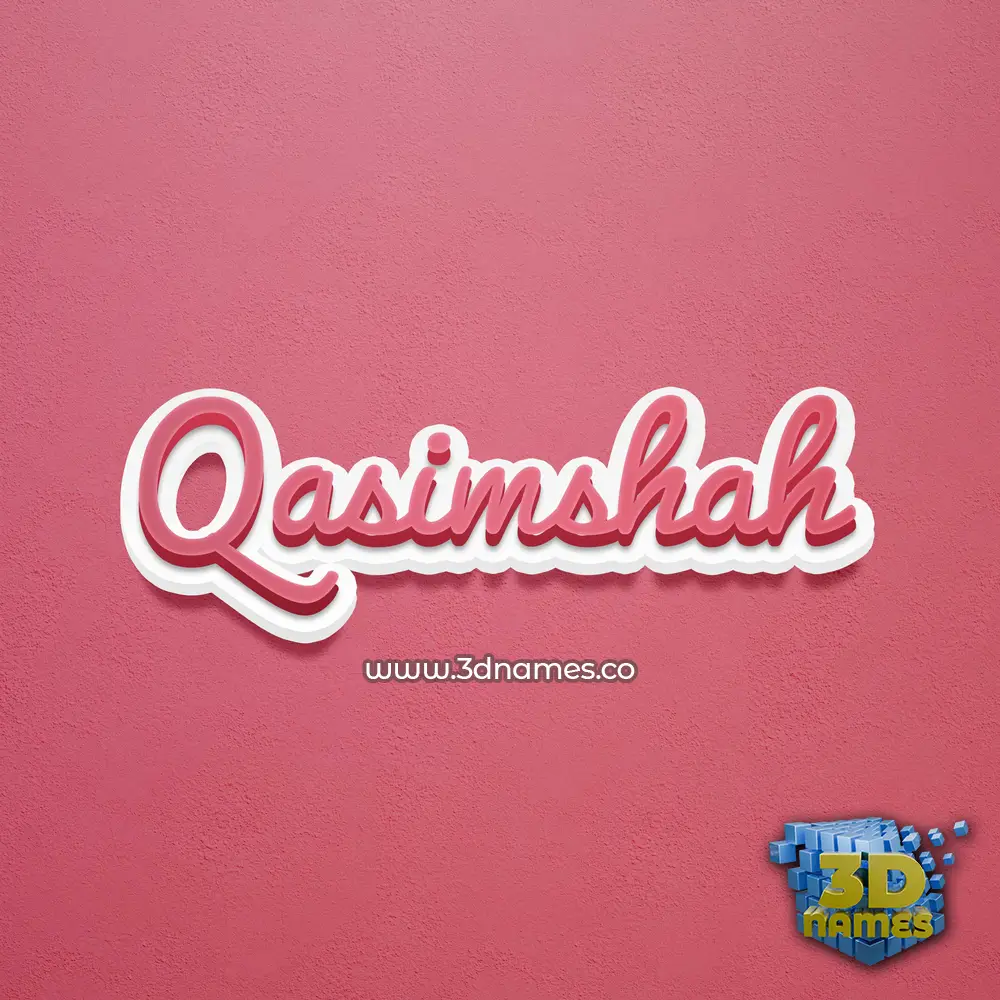 qasimshah in Red Scribble style - 3D name wallpaper
