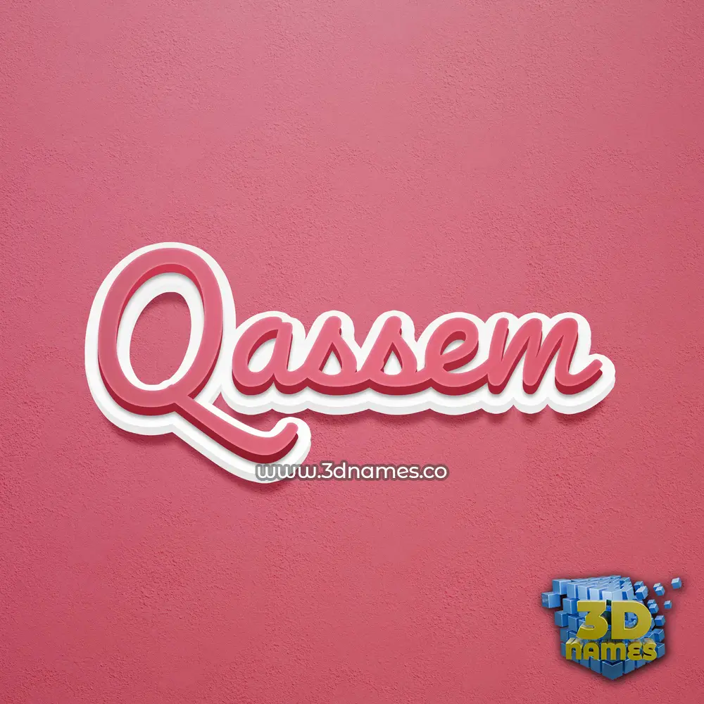 qassem in Red Scribble style - 3D name wallpaper