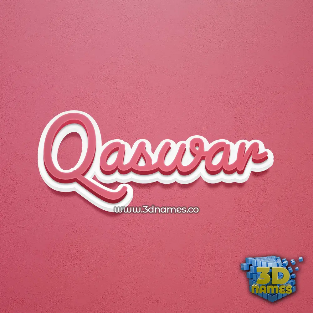 qaswar in Red Scribble style - 3D name wallpaper
